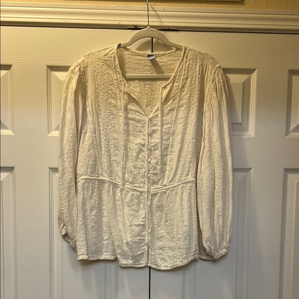 Women's Cream Blouse 3X plus size top
